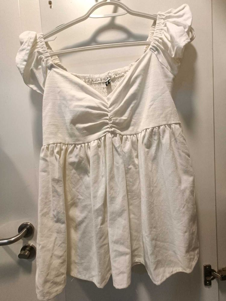 White Off-Shoulder Ruffle Top