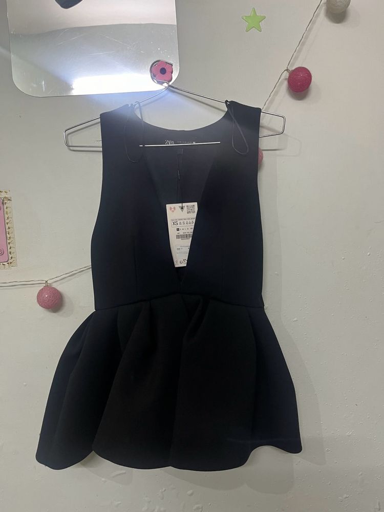 Chic Black Peplum Top