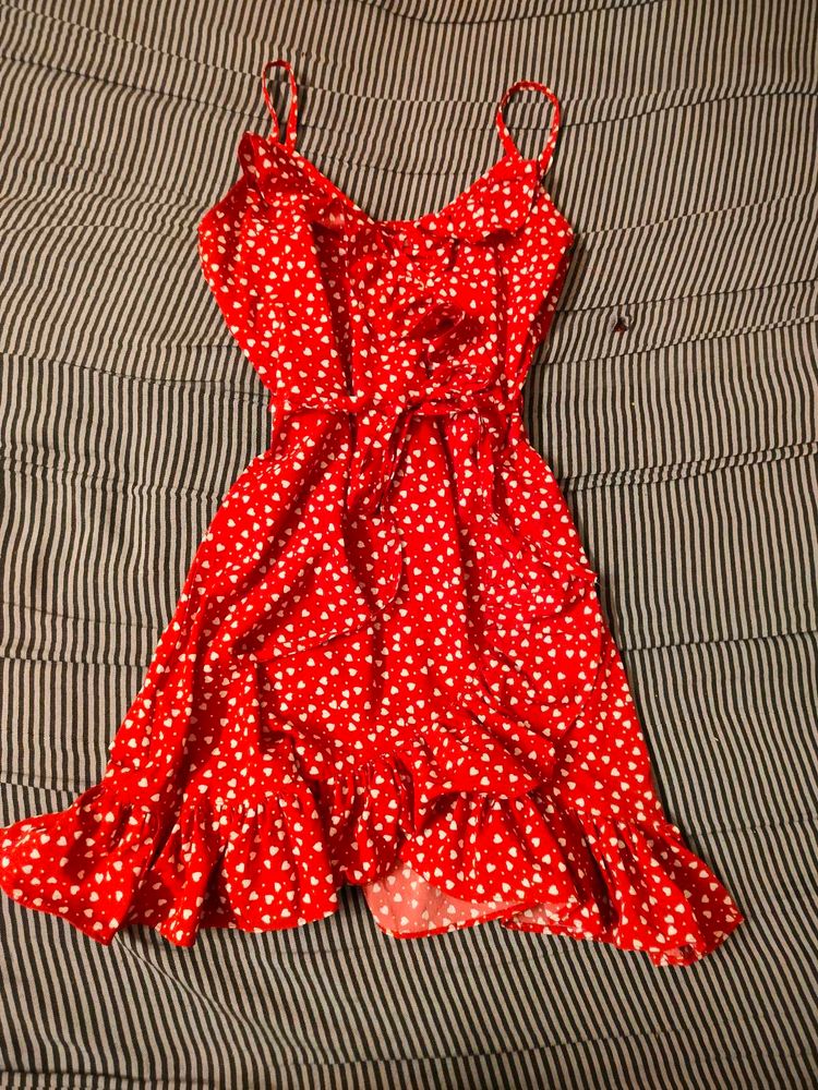 Red &amp; White Heart Print Dress