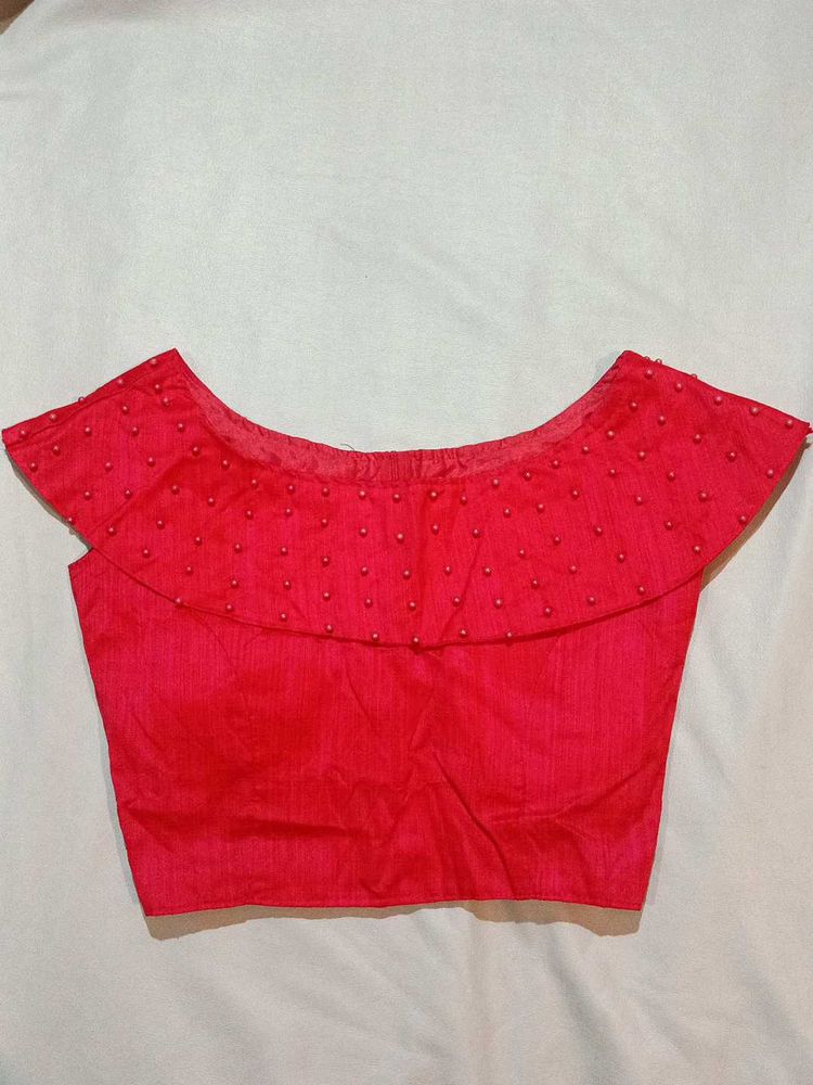 Red Ruffle Blouse