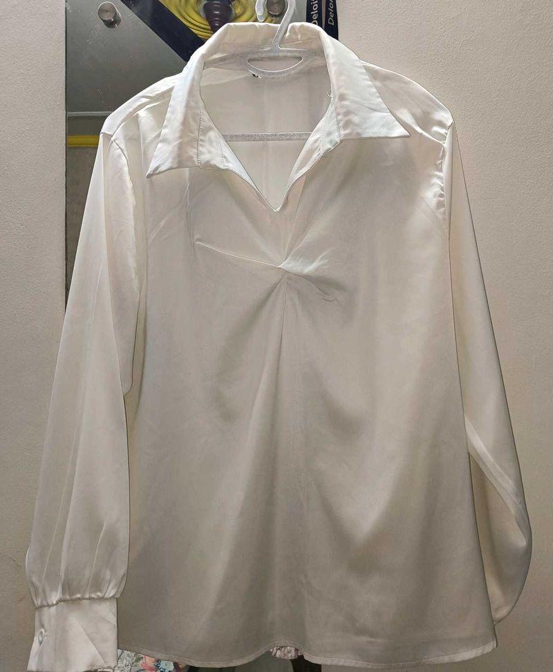Off-white Satin Top