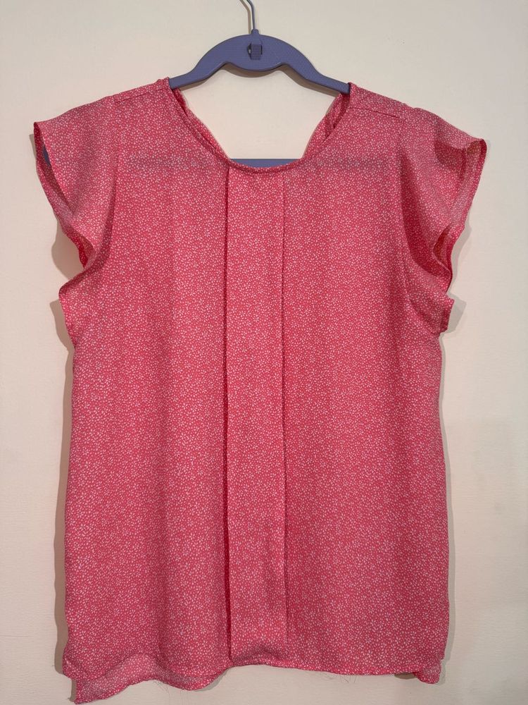 Pink Floral Flutter Sleeve Top