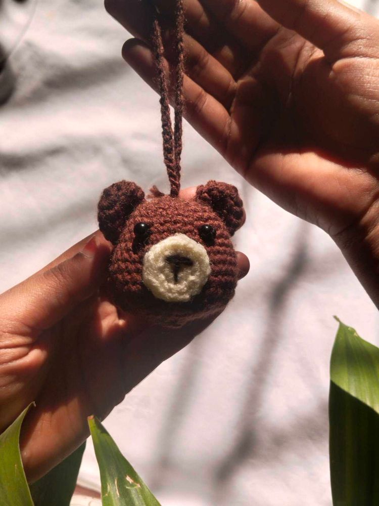 Crochet Bear Ornament , / handmade keychain/ croch