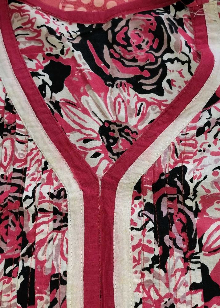 Floral Print V-Neck Kurti