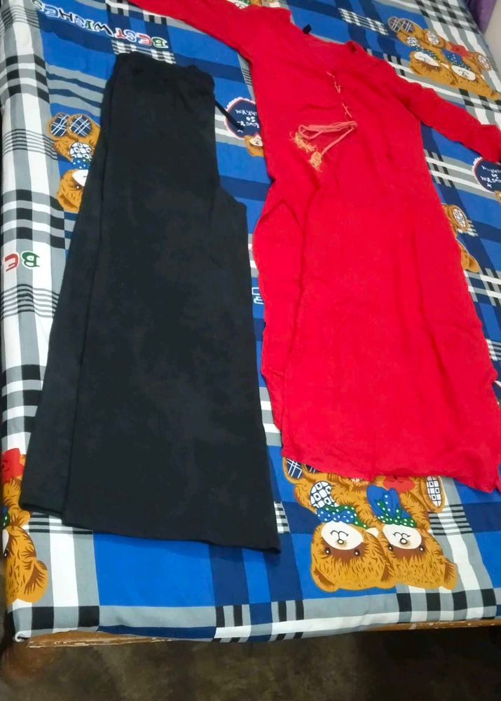 Red Kurti With Black Pant