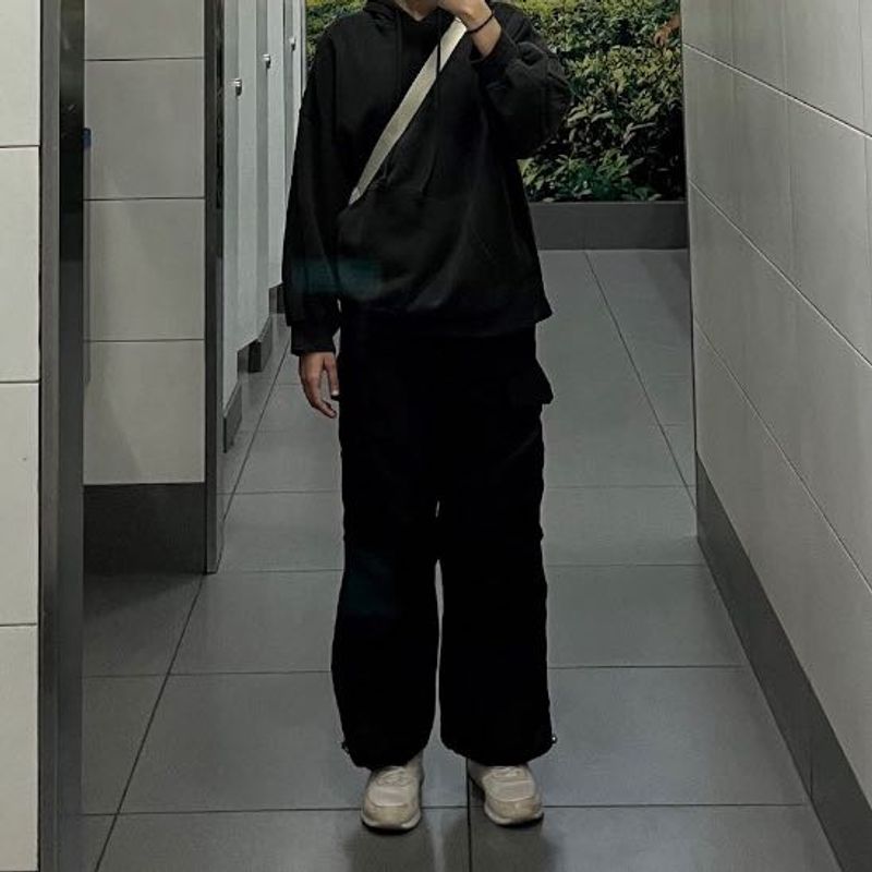 Black Wide Leg Cargo Pants XS-M