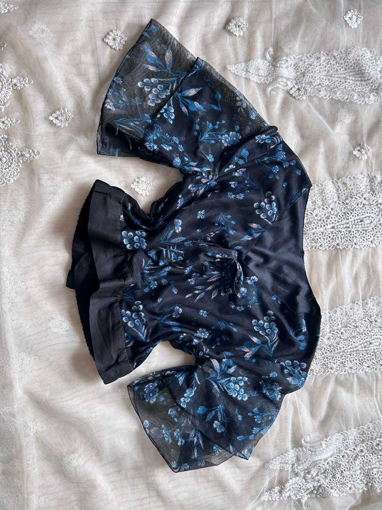 Floral Crop Ruffle Top