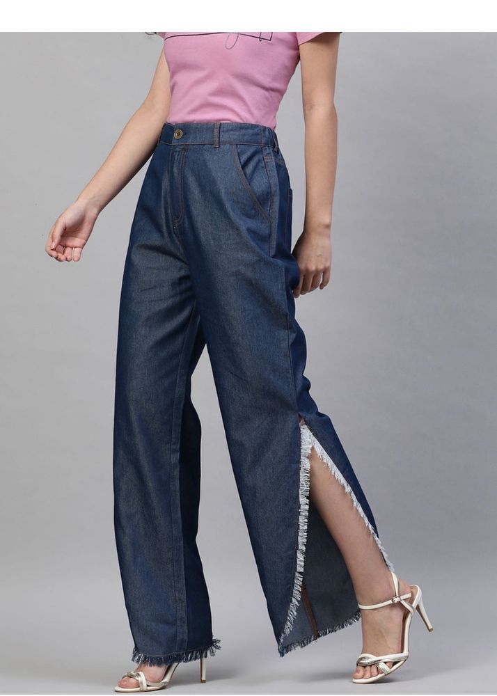 Denim Fringe Stylish Pants