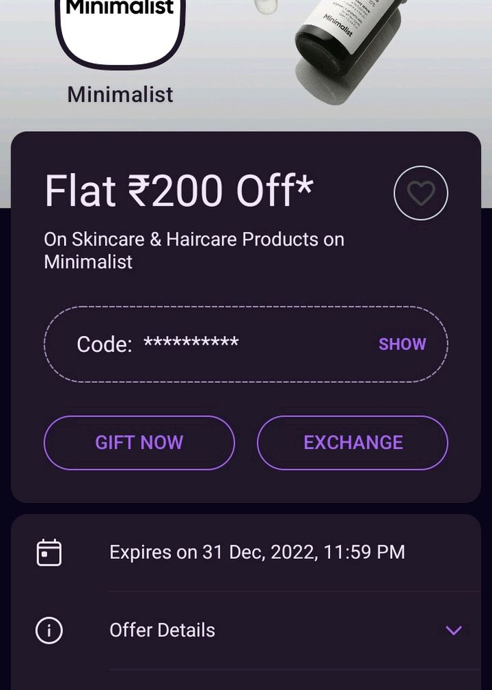 minimalist flat 200 rupees off