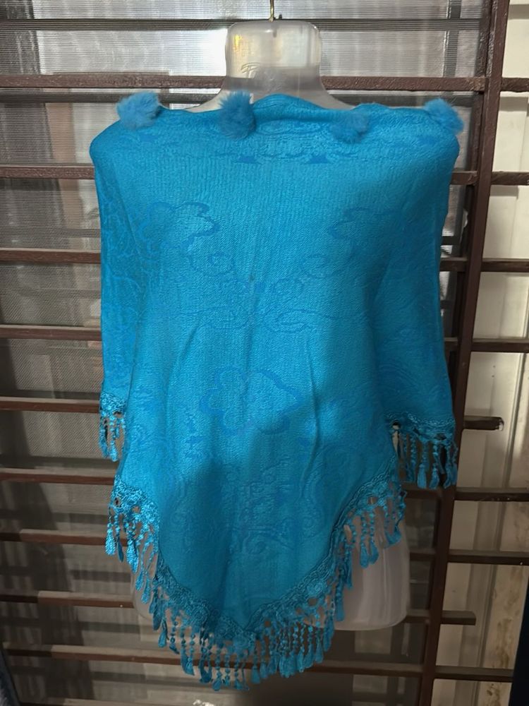 Blue Fringed Shawl