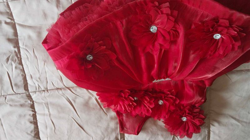 Red Flower Girl Dress