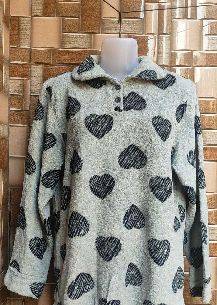 Heart Print Long Sleeve Top