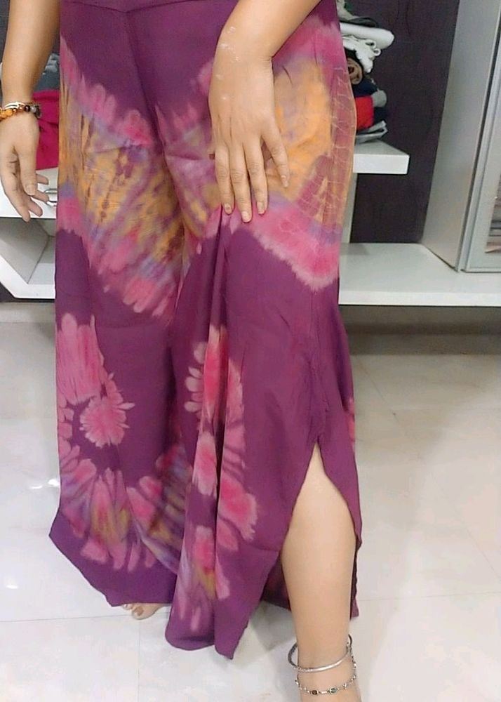 Bandhni Plazo Slit Both Leg Side