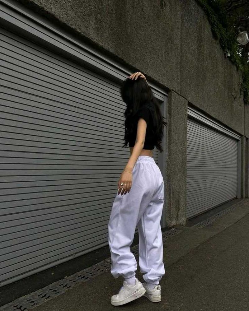 White Y2k Joggers
