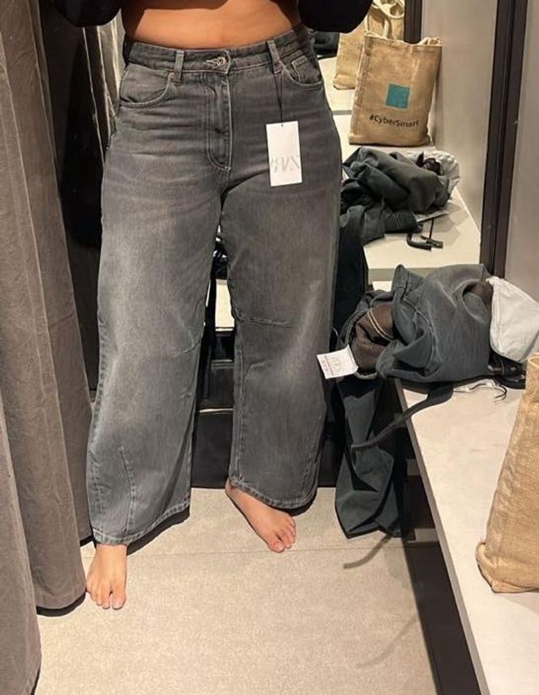 Zara Gray Wide Leg Jeans