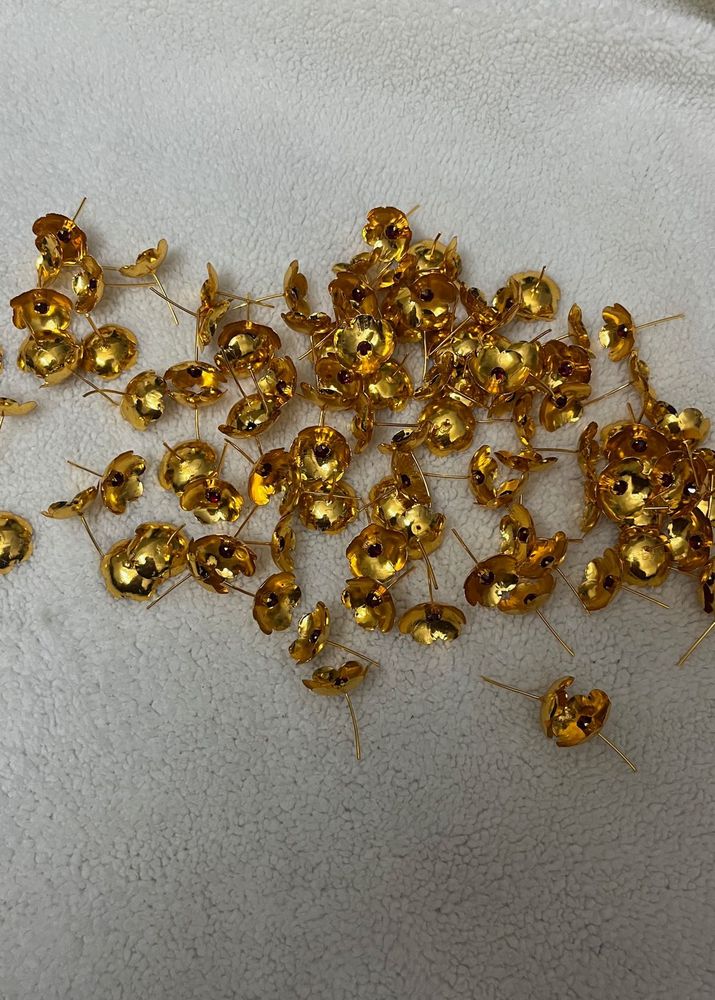 German Silver Gold Coated Rhinestone 108 Flowers