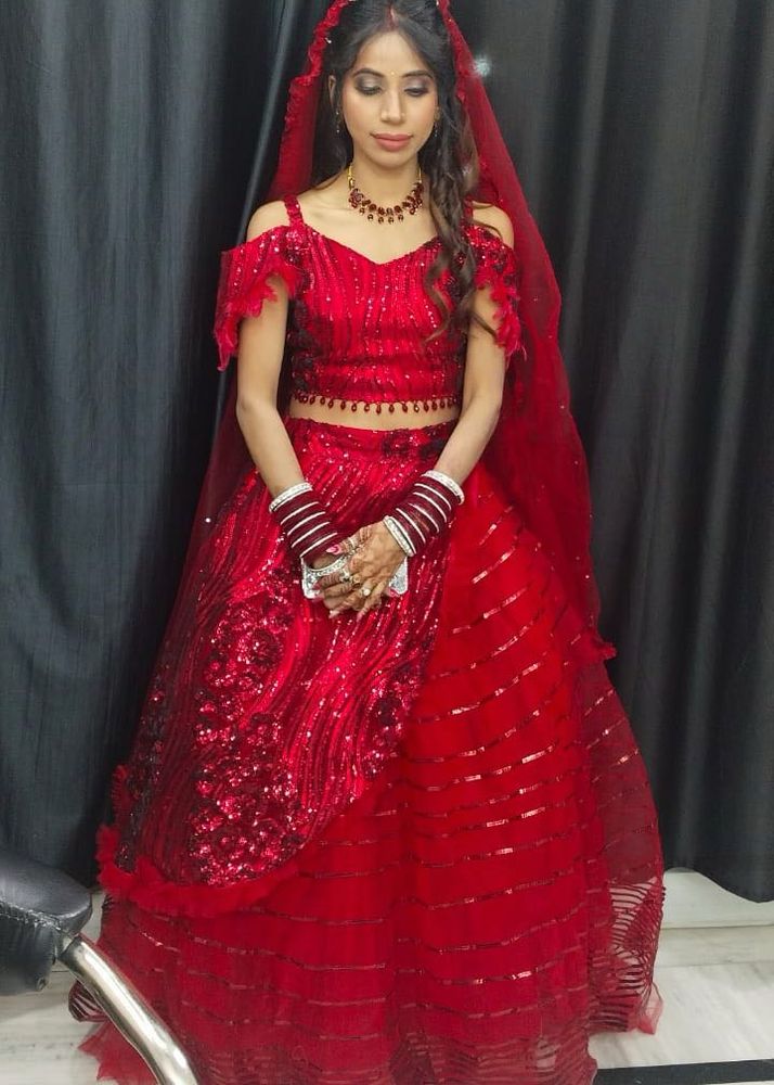 Stunning Red Sequin Lehenga Choli