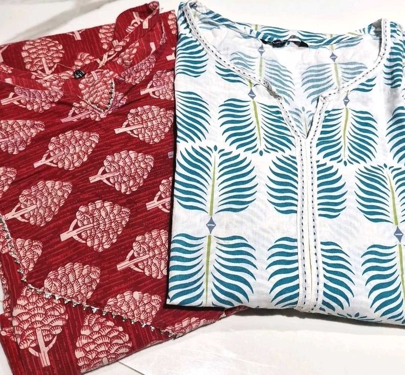 Combo Of 2 Cotton Kurtis With A Freebie