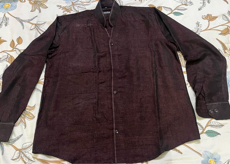 Elegant Deep Plum Silk Shirt