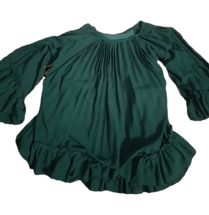 Green Ruffle Sleeve Top