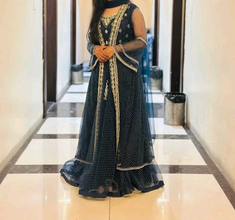 Elegant Navy Blue Anarkali Suit