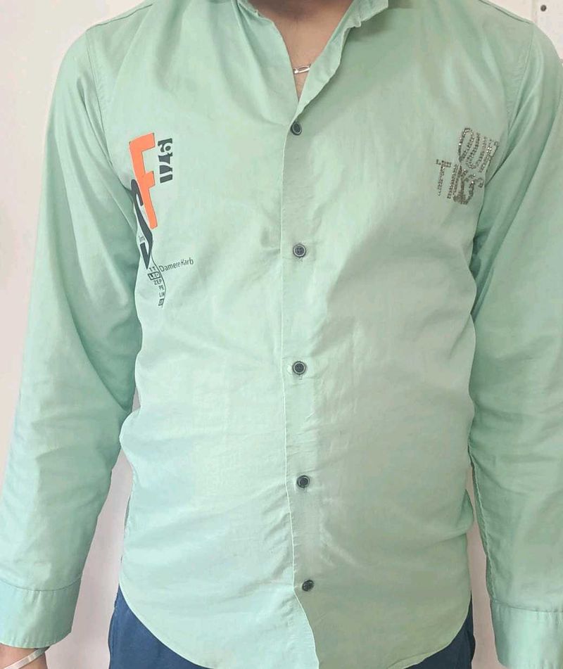 Mint Green Printed Shirt