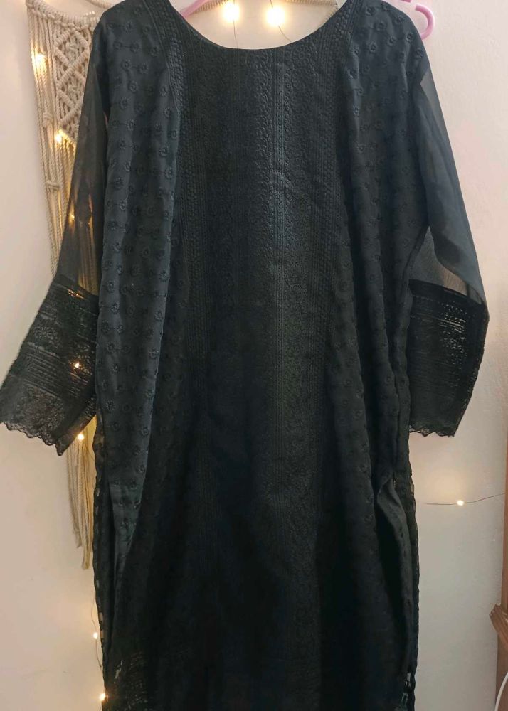 Black Chikankari Kurta 3XL