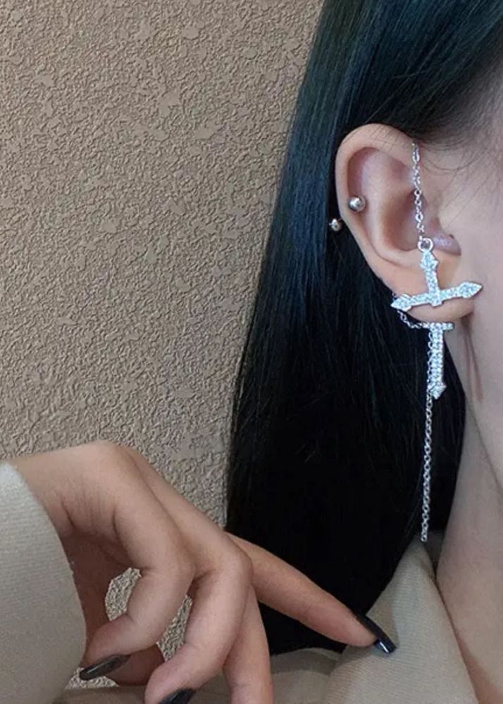 Punk Unique Cross Stud Dangle Single Earring