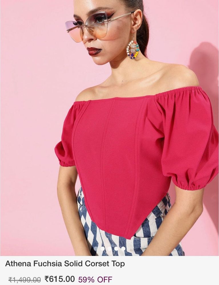 Athena Fuchsia Solid Corset Top