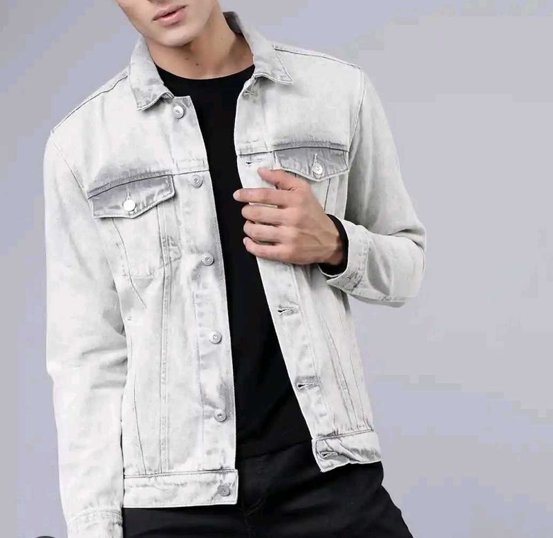 Men Grey  Highlander Washed Denim Jacket