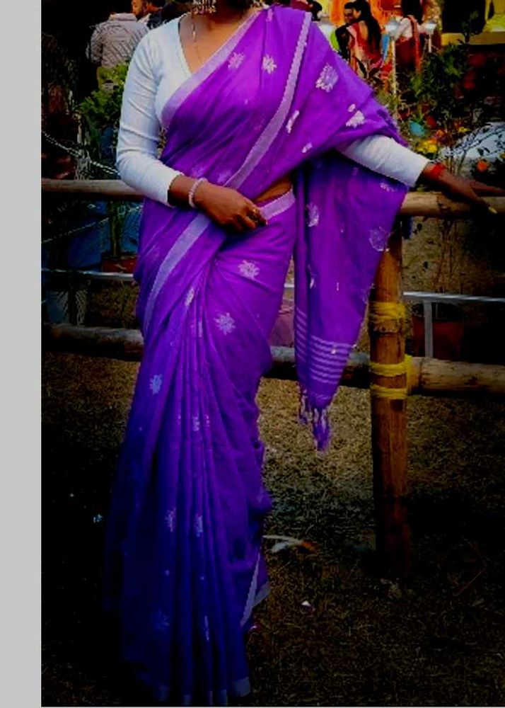 Purple Cotton Saree