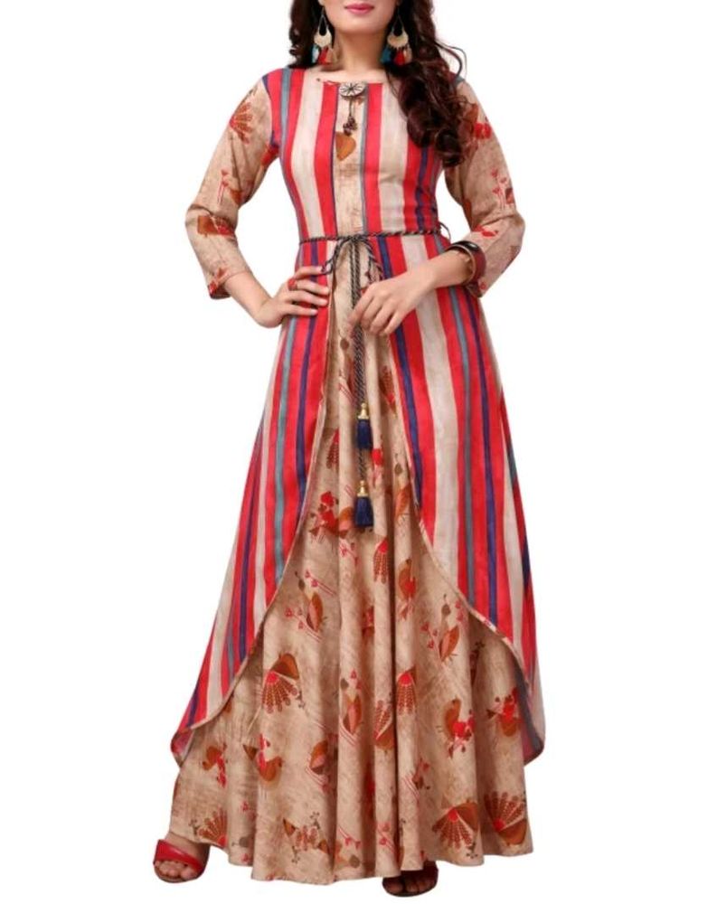 Striped Print Maxi Dress