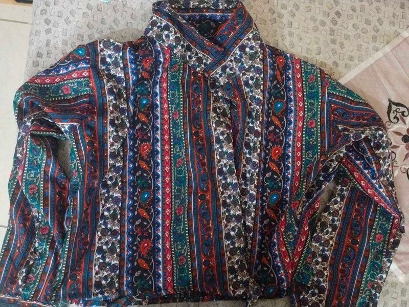 Vintage Patterned Button-Down Shirt