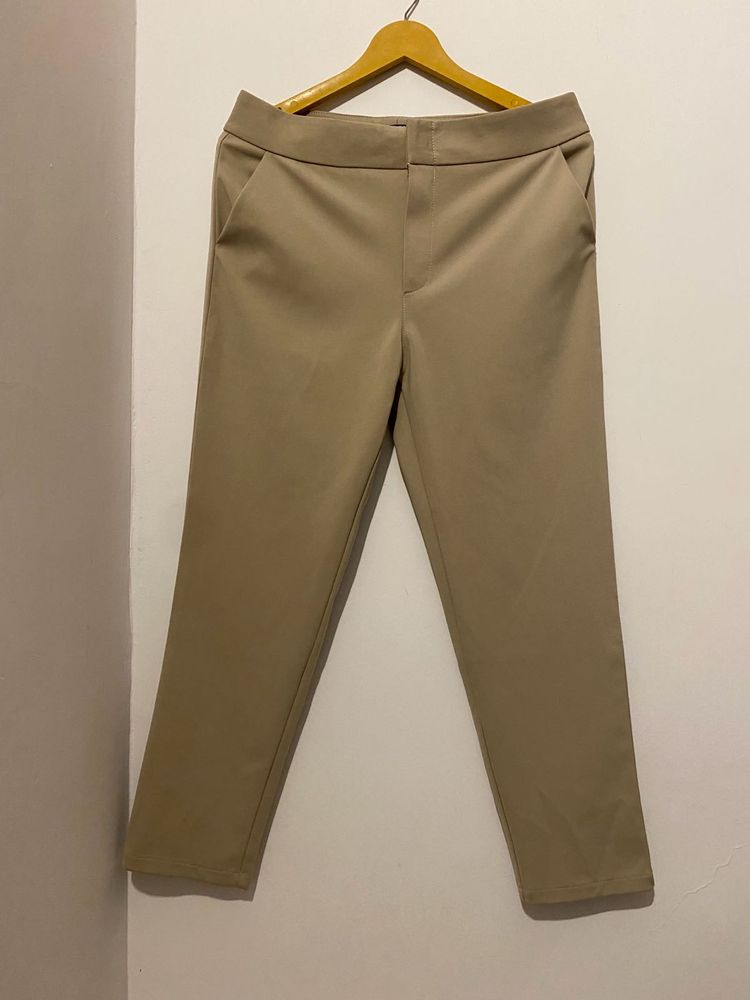 Beige Cropped Trousers