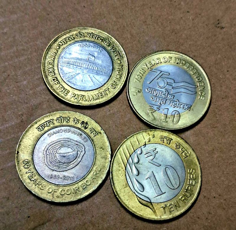 4 Rs10 Coins 3 Commemmorative