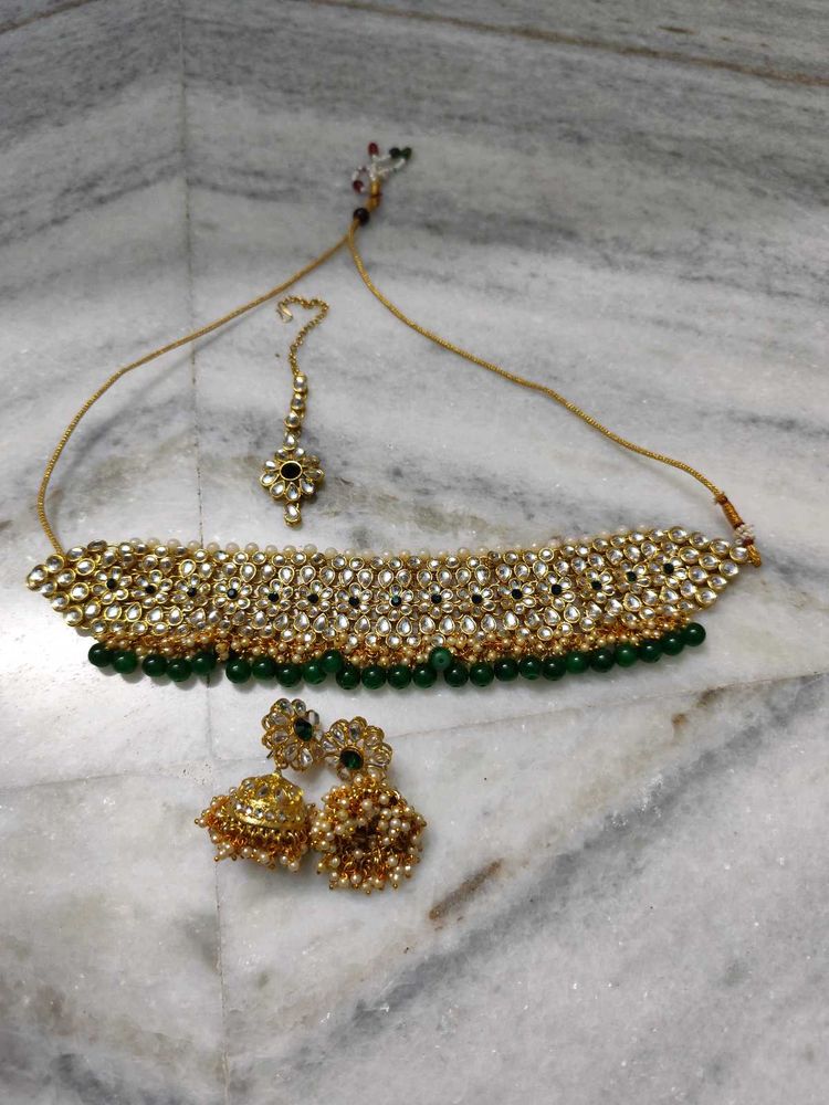 Green Kundan Choker Set