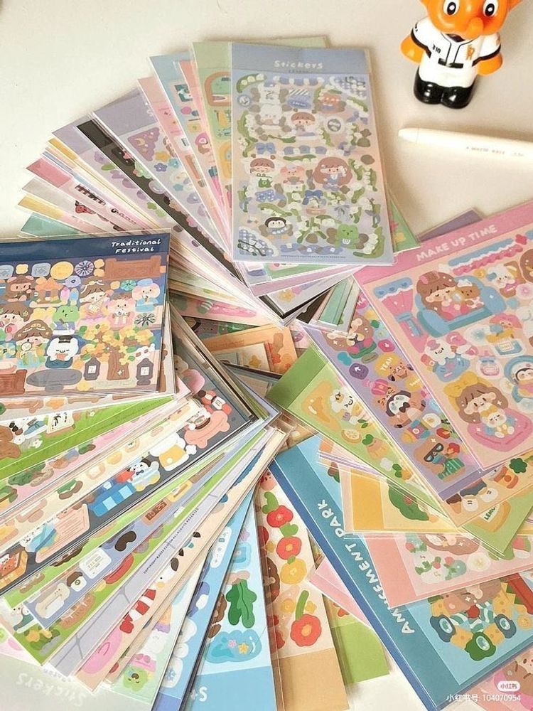 Sticker Set Random Colour Piece 4 Size Long Sheet