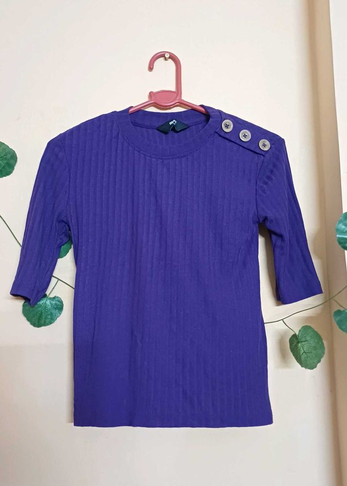 Purple Ribbed Top