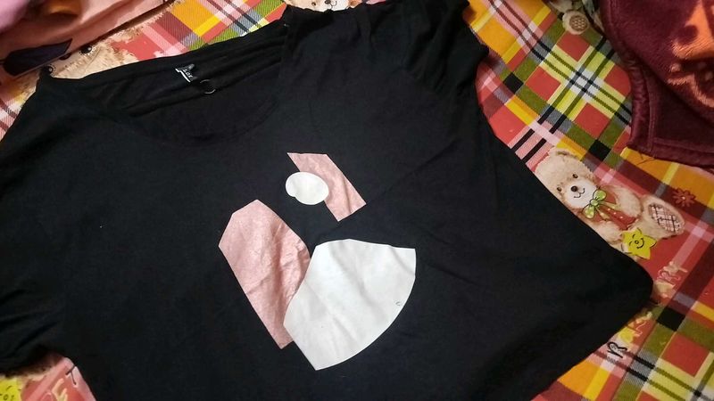 Black Graphic Tee Top