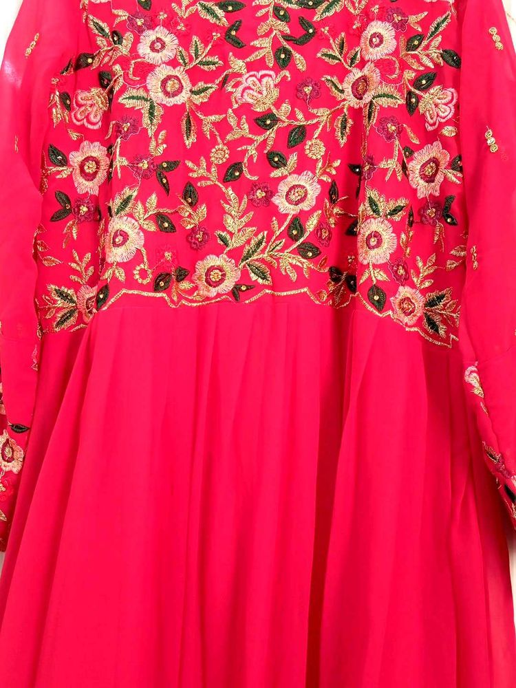 New Pink Floral ZARI ETHNIC Dress