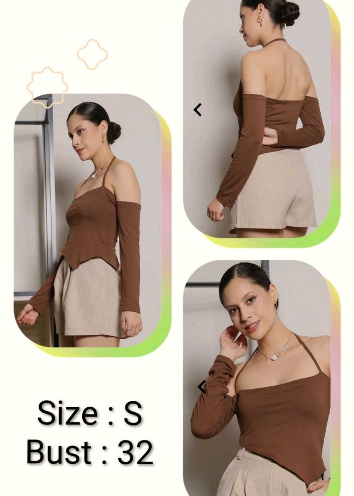 Chic Brown Off-Shoulder Top