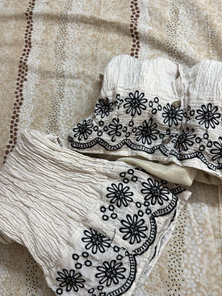 Floral Embroidered Two-Piece Set