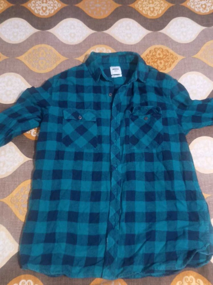 Max Fashion Green &amp; Black Checkered Flannel Shirt