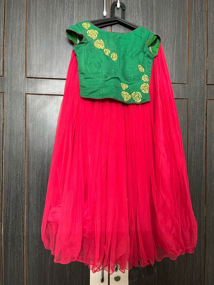 Gorgeous Green &amp; Pink Lehenga Choli