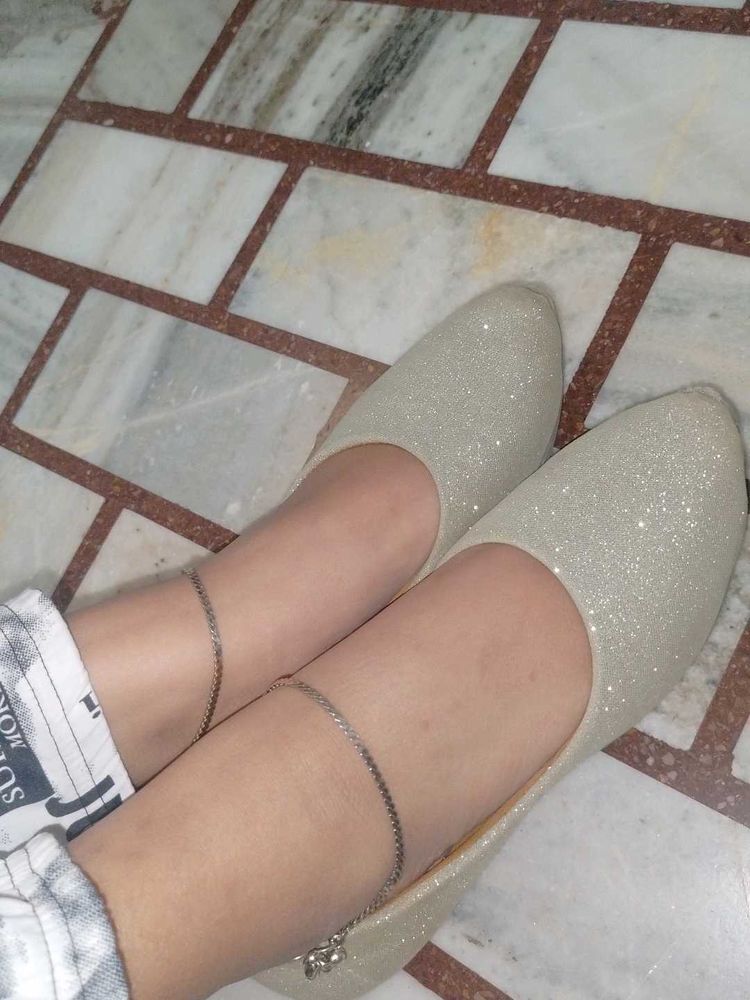 Sparkly Silver Ballet Flats