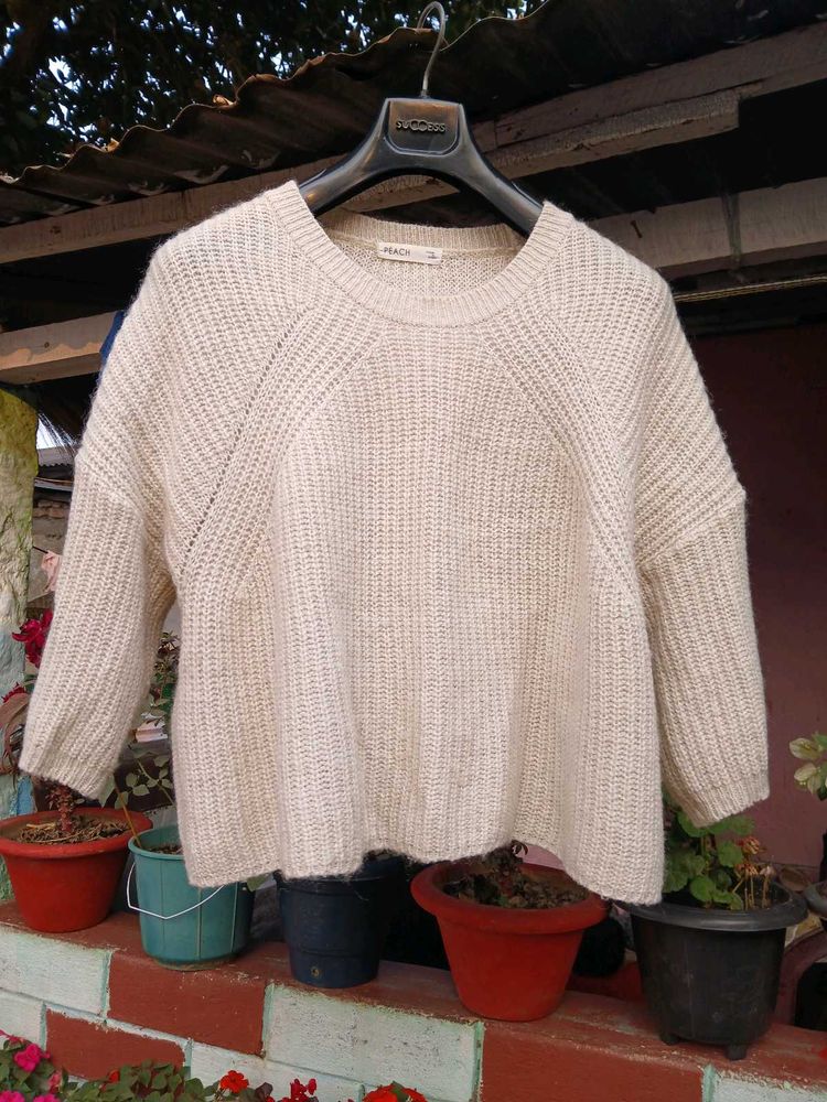 Peach Cream Knit Sweater