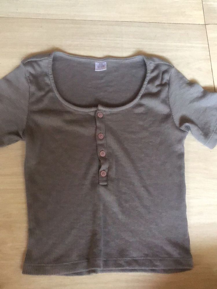 Grey Ribber SSS Cute Top