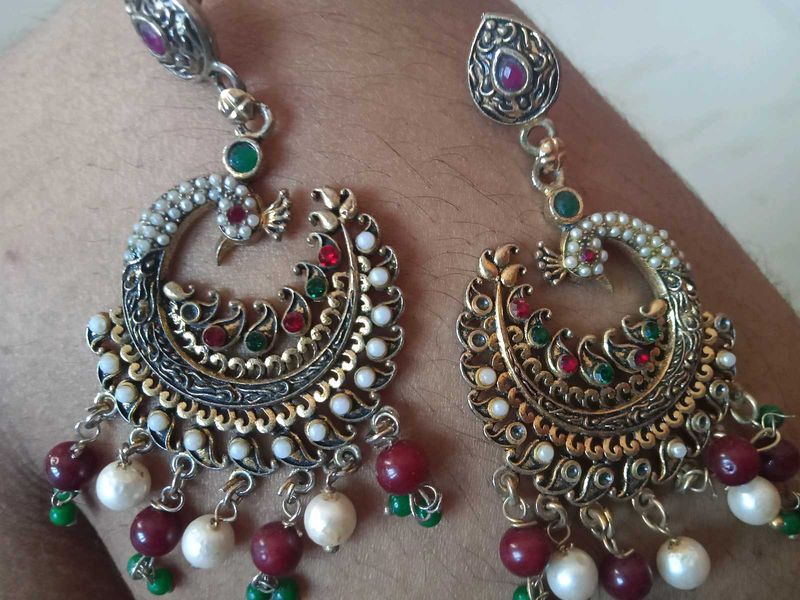 Vintage Style Peacock Earrings,Bangles, Scrunchies