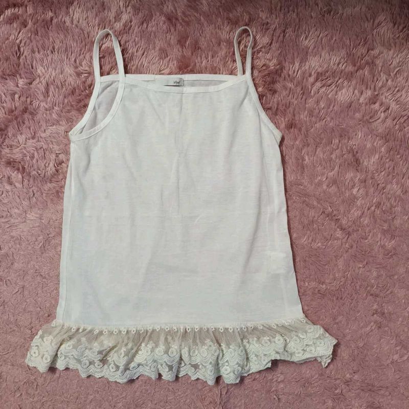 White Lace Trim Tank Top