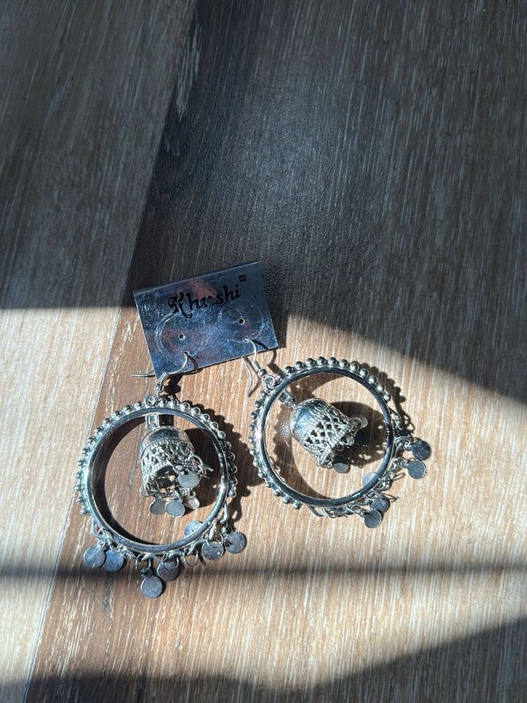 Silver Jhumka Hoop Earrings